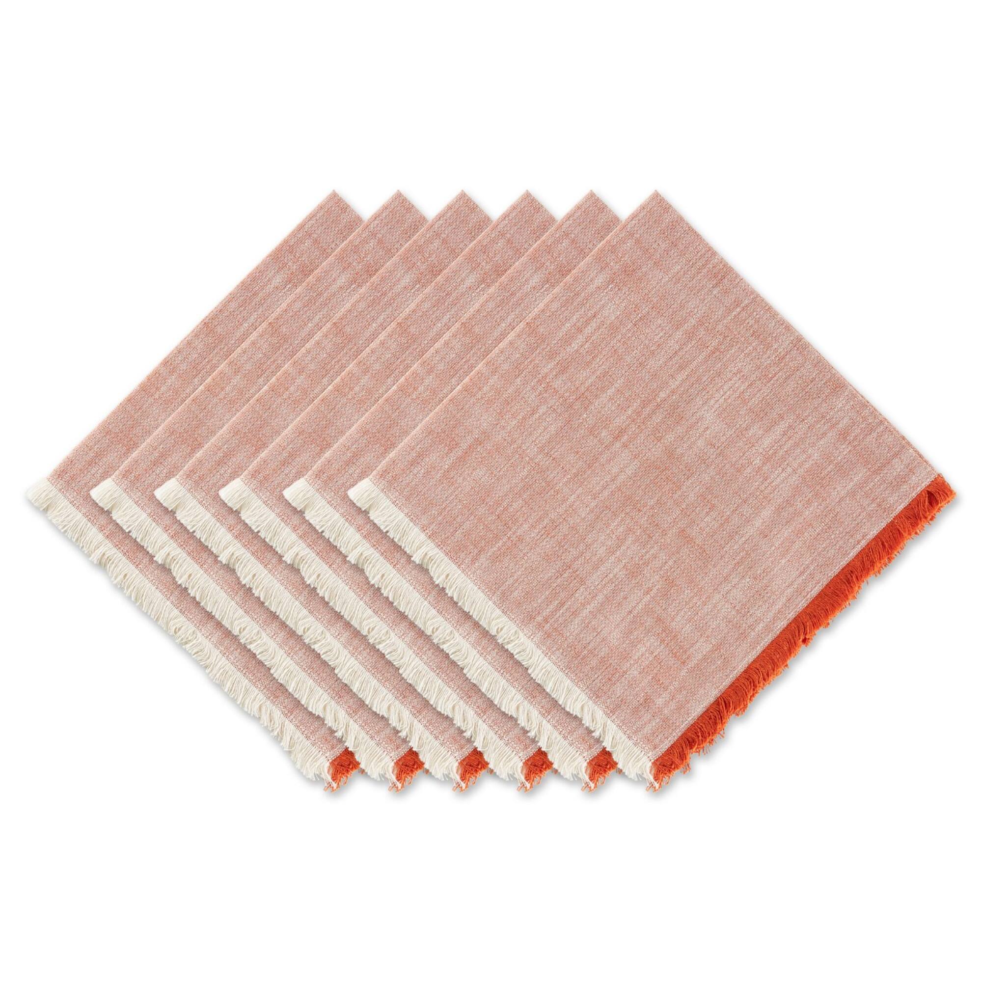 DII® Burnt Orange Tonal Fringe Cloth Dinner Napkins, 6ct.